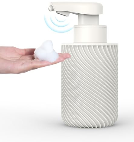 Octonyluck Distributeur Savon Automatique avec Capteur Infrarouge, Contact Distributeur de Savon Automatique Rechargeable par USB, Distributeur Liquide Vaisselle, avec éTiquette éTanche, Blanc, 300 Ml