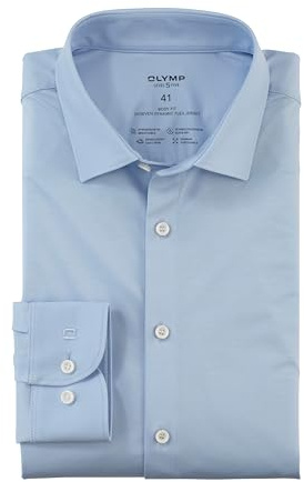 OLYMP Herren Oberhemd Langarm Level Five 24/Seven,Single Jersey,Body fit,New York Kent,hellblau 10,40