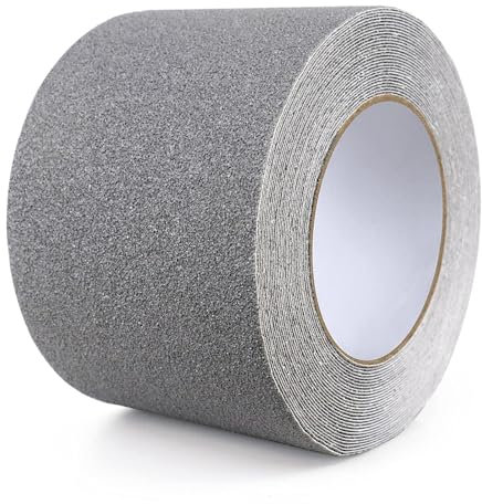 Nastro Antiscivolo Grigio 20m x 10cm, Nastro Adesivo Antiscivolo per Scale, Sicurezza, Gradino del Battistrada, Interno, Esterno