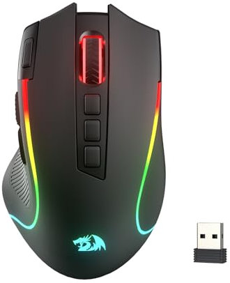 Redragon M612 PRO RGB Gaming Maus 8000 DPI Kabelgebundene/Kabellose Maus mit 9 Programmierbaren Tasten & 6 Hintergrundbeleuchtungsmodi BT & 2.4G Drahtlose Softwareunterstützung