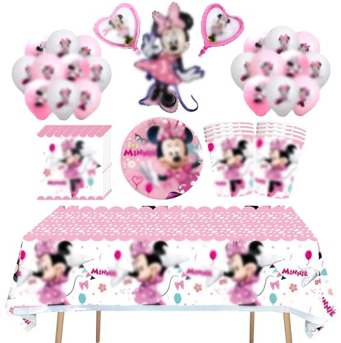 62Pcs Cartoon Stoviglie per Feste di Compleanno, Piatti di Carta, Tovaglioli, Tovaglia, Tazza, Ballon, Decorazioni Feste di Compleanno per Bambini