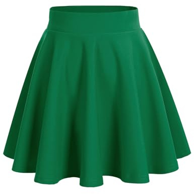 HomRain Women Basic Mini Skirt A-Line Skater Skirt Stretchy Flowy Skirts High Waist Skirts Green S