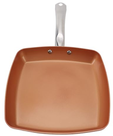Fockety Poêle à Griller Carrée, 24 Cm Aluminium Poêle à Frire Antiadhésive Poêle Carrée Lave-vaisselle Poêle à Frire Carrée Poêle à Frire Carrée pour Cuisinières à Gaz Cuisinières à