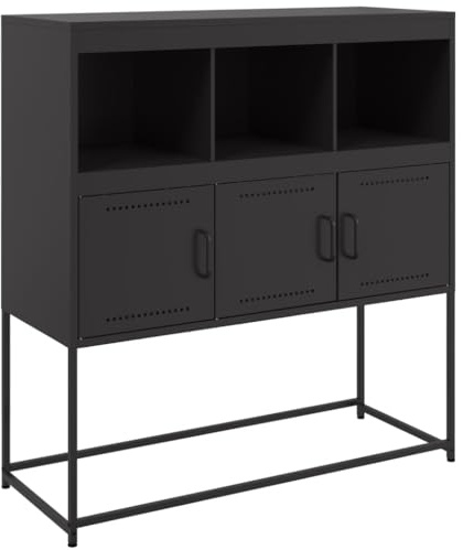 vidaXL Sideboard, Kommode mit Stauraum, Beistellschrank für Wohnzimmer Schlafzimmer Büro, Anrichte Schrank, Schwarz Kaltgewalzter Stahl