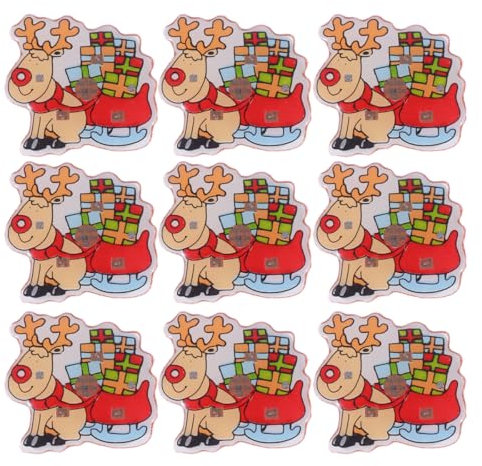 WOFASHPURET Lot de 25 broches de Noël à paillettes - Motif cerf - Boutonnière lumineuse LED - Émail lumineux, Hirsch, der einen Karren schiebt, Plastique, No Gemstone