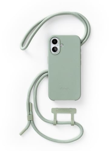 Woodcessories - Change Case, Nachhaltige Handykette abnehmbar kompatibel mit iPhone 16 Hülle mit Band Jade grün - biologisch abbaubar