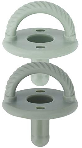 Itzy Ritzy Silicone Pacifiers for Ages 6-18 Months – Itzy Soother Pacifiers Feature Collapsible Handle & Two Air Holes for Added Safety – Set of 2 in Agave & Succulent