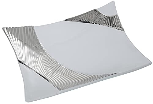 CENTRO RECT. CERÁMICA BLCO/PLATEADO 36X27X8,5CM
