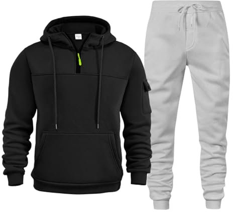 Generisch Herren Cargo Stil Sportanzug Jogginganzug Trainingsanzug Sporthose+Hoodie bvb jogginganzug herren Trainingshose Herren Lang Mit Taschen