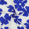 Viskose Leinen, Blumen Blau auf Ecru Meterware, 50 cm