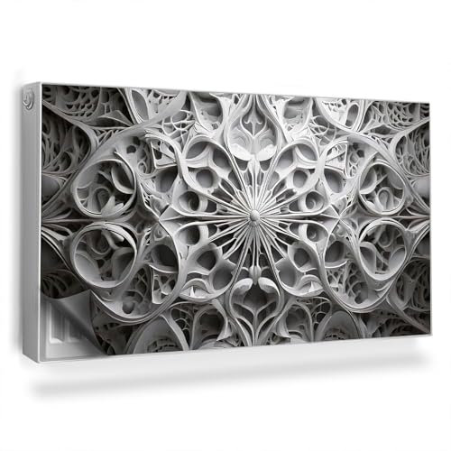 Cache Radiateur 110x60 cm Couverture Magnétique Tapis Design pour Radiateurs Facile à Installer pour Salon et Cuisine Protège et Décore - Composition Abstraite de Structure sculptée