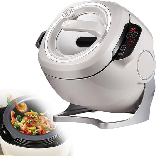 Caibendss Wok antiadhésif, marmite Automatique pour 6 à 8 Personnes, Rotation à 360°, idéal pour Les Restaurants familiaux,110V