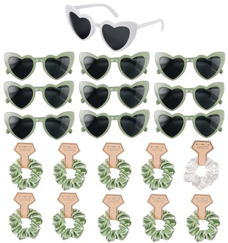 20 Stück JGA Brille Team Braut Haargummi, Jga Sonnenbrille Frauen, Bride Partybrille Herz Sonnenbrille, Jga Partybrillen und Jga Deko Accessoires, Party Sonnenbrille Team Bride, für Party, Hochzeit