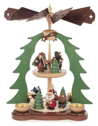 15.25 Dregeno 2-Tier Santa and Snowman Christmas Pyramid Tea Light Candle Holder