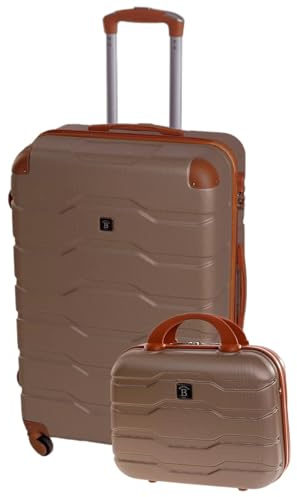 BERTOO Firenze 2-teiliges Hartschalenkoffer-Set, robuste ABS-Koffer mit 4 abnehmbaren 360°-Rollen und Zahlenschloss, Champagner