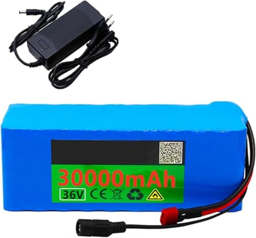Leilaohu Batteria per Bici Elettrica 36V 30Ah Batteria al Litio per Bici Elettrica 10S3P con Caricabatteria Batteria al Litio 36V Batteria per Scooter per Motori da 250W A 1000W T