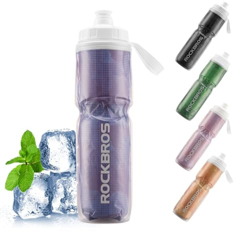 ROCKBROS Fahrrad Trinkflasche 670ML, Auslaufsicher BPA-frei Leicht Roubust | Wasserflasche Einhandbedienung, Sportflasche für Fahrrad Training Wandern Violett