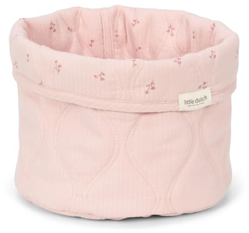 Little Dutch Wickeltischkörbchen Körbchen Korb Utensilo Organizer für den Wickeltisch Baby wendbar Rund Blossom rosa - Pure