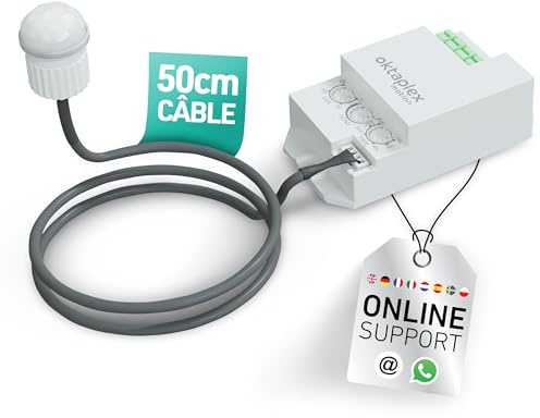 Oktaplex Jana Einbau Bewegungsmelder Aussen weiß | 360 Grad Ø6m PIR-Sensor IP65 / IP20 Bewegungssensor Innen 230V mit 50cm Kabel