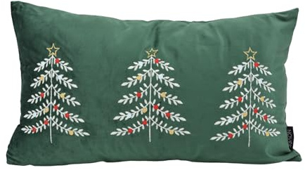 NOVÉE Kissenbezug 30x50 cm - Velvet Tree Grün - Kissenhülle - Dekokissen | Zierkissen, Sofakissen, Deko Wohnzimmer, Samt/Polyester