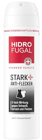 Hidrofugal STARK + ANTI-FLECKEN Spray, starker Antitranspirant Schutz gegen Schweiß, Geruch und Flecken, Deospray ohne Ethylalkohol mit frischem Duft (150 ml) (Packung mit 5)