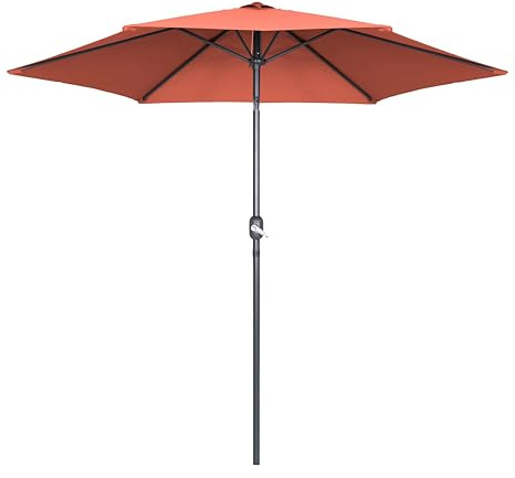 Oviala Parasol Droit 3m inclinable à manivelle en Aluminium Terracotta