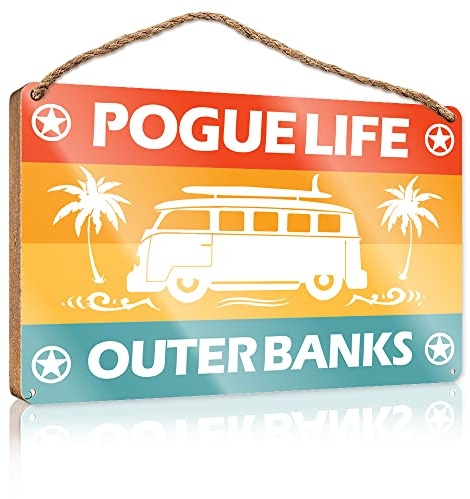 OMNISTRY Funny Desk Live Signs Pogue Life Outer Banks Wooden Sign Plaque Sign Fun Signs For Home Decor(23X35CM)