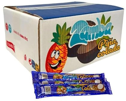 Polos Flash Zamba Piña Colada 56 Unidades – Bebida para Congelar Infantil Sabor Tropical Piña Colada, Formato Ahorro Refrescante para Verano, Sin Gluten y Sin Lactosa