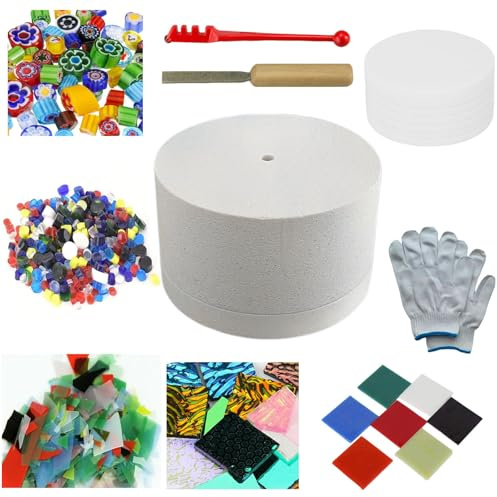 Kit de horno de microondas grande de 10 piezas para fusión de vidrio, incluye papel de horno de microondas, herramientas de fabricación de joyas y suministros de vidrio para principiantes
