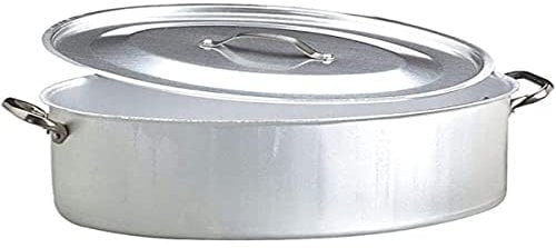 Agnelli ALMA12640 Cacerola ovalada con tapa y 2 asas de acero inoxidable, aluminio profesional 3 mm, 40 x 28 cm
