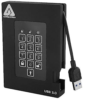 Apricorn Aegis FIPS 140 Disque Dur Externe sécurisé, USB 3.0, 2 to, à déverrouiller avec Un Code PIN, Noir