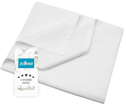ZOLLNER Linon Bettlaken oder Bettdecke für den Sommer - aus Reiner Baumwolle - 150x260 cm weiß - ohne Gummizug - Hotelqualität