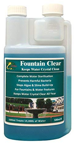 HYDRA Fountain Clear Water Feature Cleaner | 500ml Treats 15,000L Highest Dilution Rates - Water Feature Treatment Keeps Water Crystal Clear from Algae, Cleans Water & Biofilm Build-up
