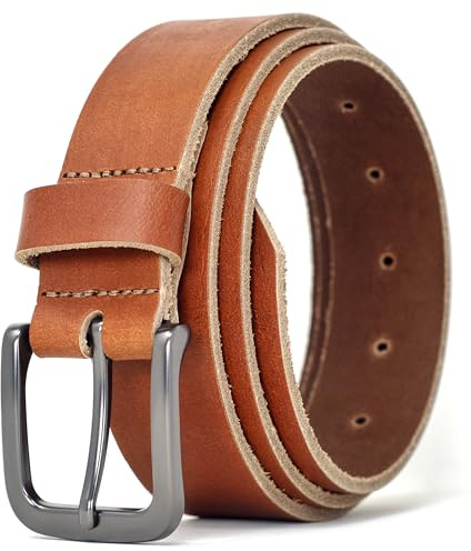 Ashford Ridge Men's 35mm Full Grain Leather Belt – Classic Casual & Formal Belt with Matte Buckle – Made in England