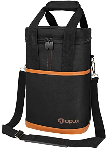 opux 4,6 Bottle Wine Bag Tote Carrier | Leakproof Insulated Wine Cooler Bag for Travel, BYOB, Picnic | Padded Portable Wine Bottle Bag for Dinner Party, Christmas Gift for Wine Lovers, Women, Men