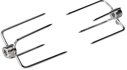 SANTOS Edelstahl Fleischklammer, Krallen, Spießgabel, Edelstahl für Drehspieße mit Ø8mm - Vierkant Forken für Ihre Gasgrill-/ Kugelgrill-Rotisserie