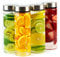 Juice Bottles - 4 Pack Wide Mouth Glass Bottles with Lids - for Juicing, Smoothies, Infused Water, Beverage Storage - 16oz, BPA Free, Stainless Steel Lids, Leakproof, Reusable, Borosilicate