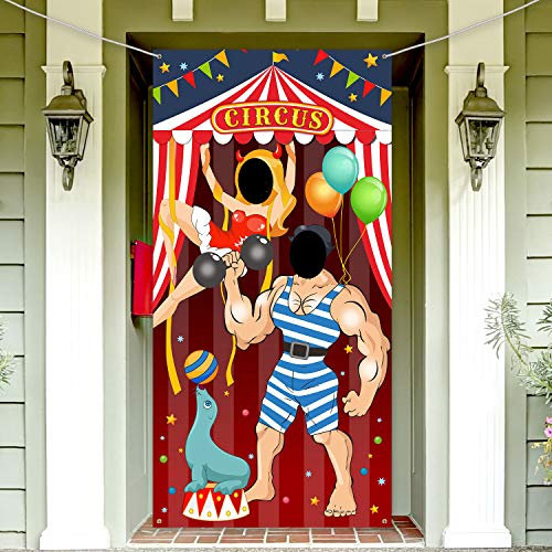 Décoration de Fête de Cirque de Carnaval Bannière Toile de Fond de Porte de Carnaval, Bannière de Porte de Photo Large pour Fournitures de Fête de Cirque de Carnaval