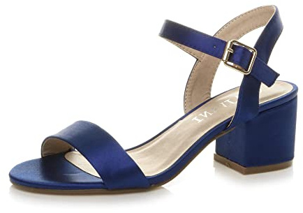 AJVANI Womens ladies mid low block heel peep toe ankle strap strappy party sandals size