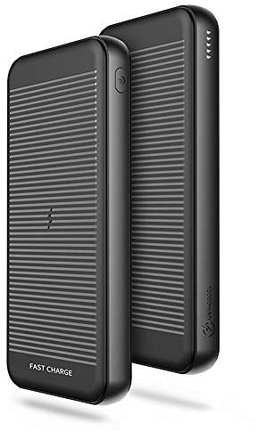 MYYINGELE Wireless Power Bank, 10000mAh Wireless Portable Charger External Battery Pack with Dual USB Output Compatible iPhone XS/XR/XS Max/8/8 Plus and All Qi-Enabled Device, Black