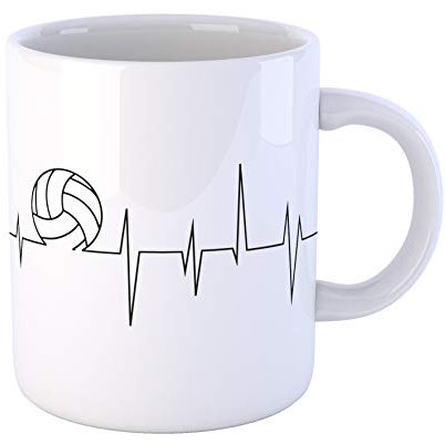 iMage Tazza Il Mio Cuore Batte Per La Pallavolo Heart Beat Passion Volleyball-Sport