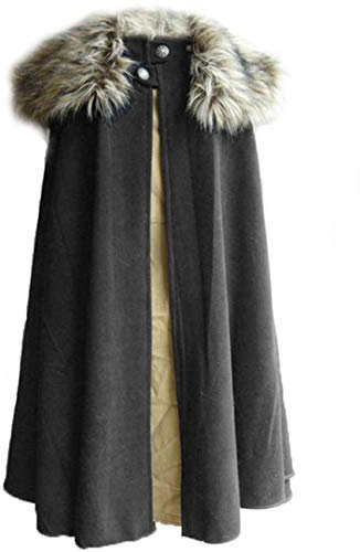 MSOrient Wikingerfell-Schal, Umhang, Kostüm, Mittelalter-Renaissance, Kunstfell, Königs-Umhang mit Fell, Halloween, LARP, Cosplay, Umhang, Grau, S