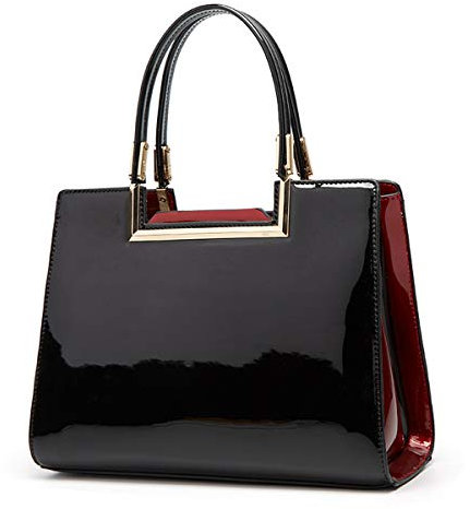 NIYUTA Donna Borse a mano moda vernice rande capienza Borse a spalla Borse a tracolla Borse Tote it170 Nero