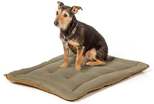 Wallace & Jones | Wendedecke pflegeleicht waschbar bis 95°C - gepolsterte Indoor/Outdoor Liegedecke für Hunde | Hundedecke - 75 x 55 cm - Braun/Oliv