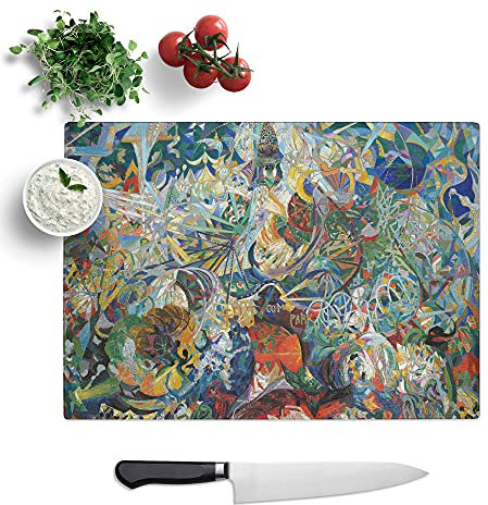 Coney Island by Joseph Stella - Textured Chopping Board - Worktop Saver - Cutting Board - Heat Resistant, Shatterproof and Hygenic - 28.5 x 20 cm
