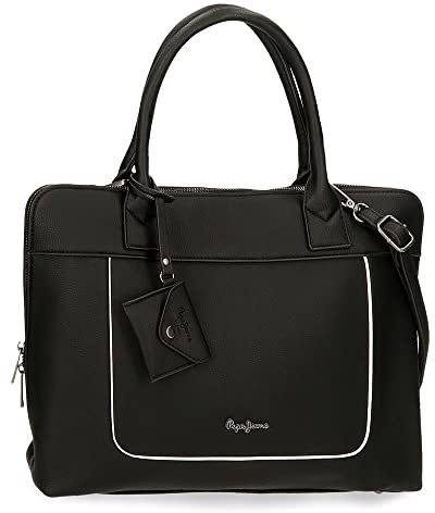 Pepe Jeans Jeny Equipaje - Messenger Bag für Damen, Schwarz, 38x28x9 cms, Anpassbare Laptoptasche