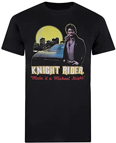 Cotton Soul Retro-Filme & Kult-TV-Kollektion Herren-T-Shirt, Schwarz - Knight Rider, L