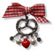 Brosche Anstecknadel Pin Oktoberfest Wiesn Brezel Schleife Perle Strass Herz Rot