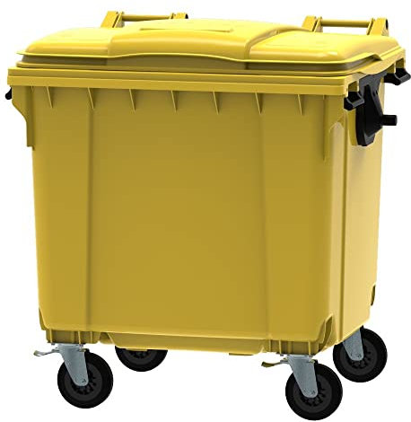 ESE Poubelle Conteneur à déchets 1100L Jaune + Couvercle jaune