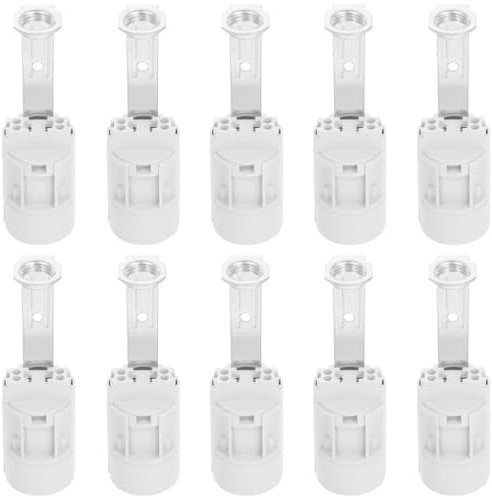 TEHAUX 10 Stücke Kerzenfassung Lampenfassung E14 Ersatzfassung, Kandelaber Basis, Länge 60mm - Lampenfüße Außengewinde Lamepensockel mit Schraubring für Kronleuchter Stehlampe Weiß
